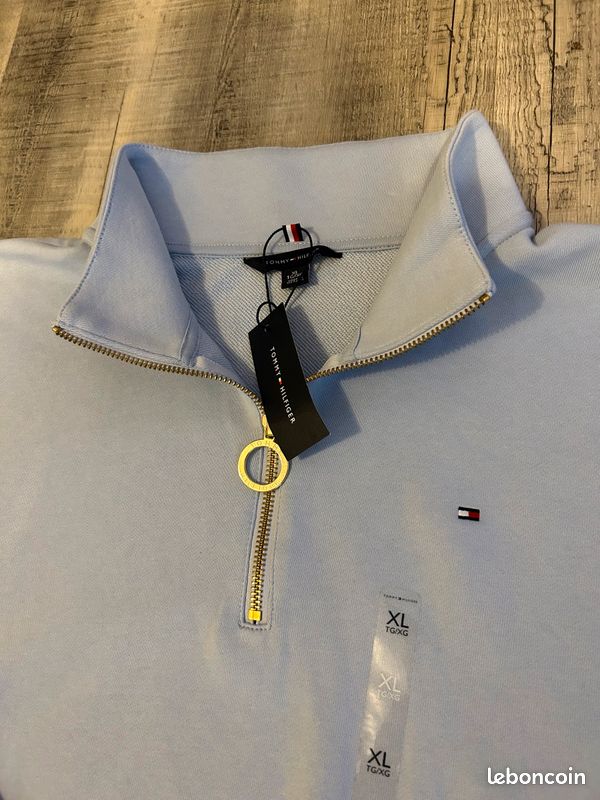 Pull Zip Tommy Hilfiger bleu Neuf (image 3)