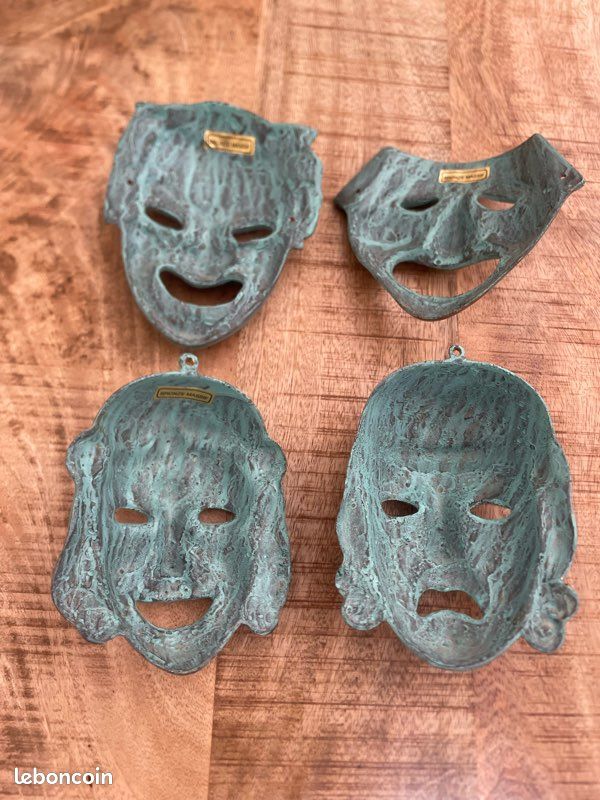4 masques grecs bronze massif (image 9)