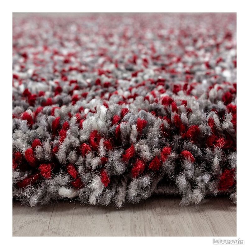 Tapis shaggy rectangle bicolore moderne Benno Rouge 80x250 (image 5)