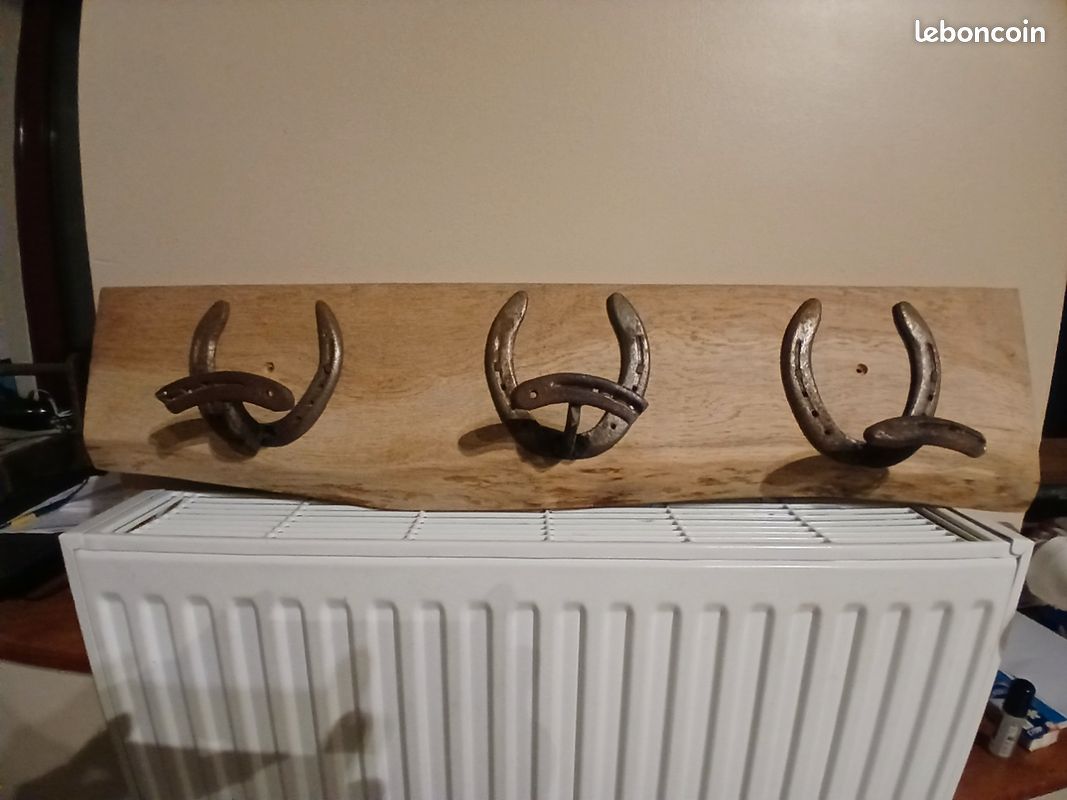 Porte-clés Ancien Fait Main Sur Planche Bois - Thème Cordonnier, Fer à Cheval, Déco Loft