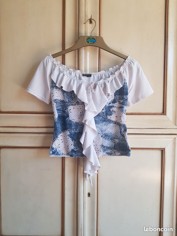 Péplum volant haut crop top boho chic froufrou Vêtements