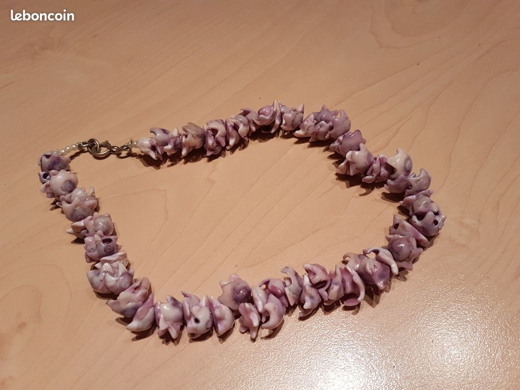 Collier Ancien En Coquillages - Bijou Vintage Français, Pièce Unique Pour Collectionneurs