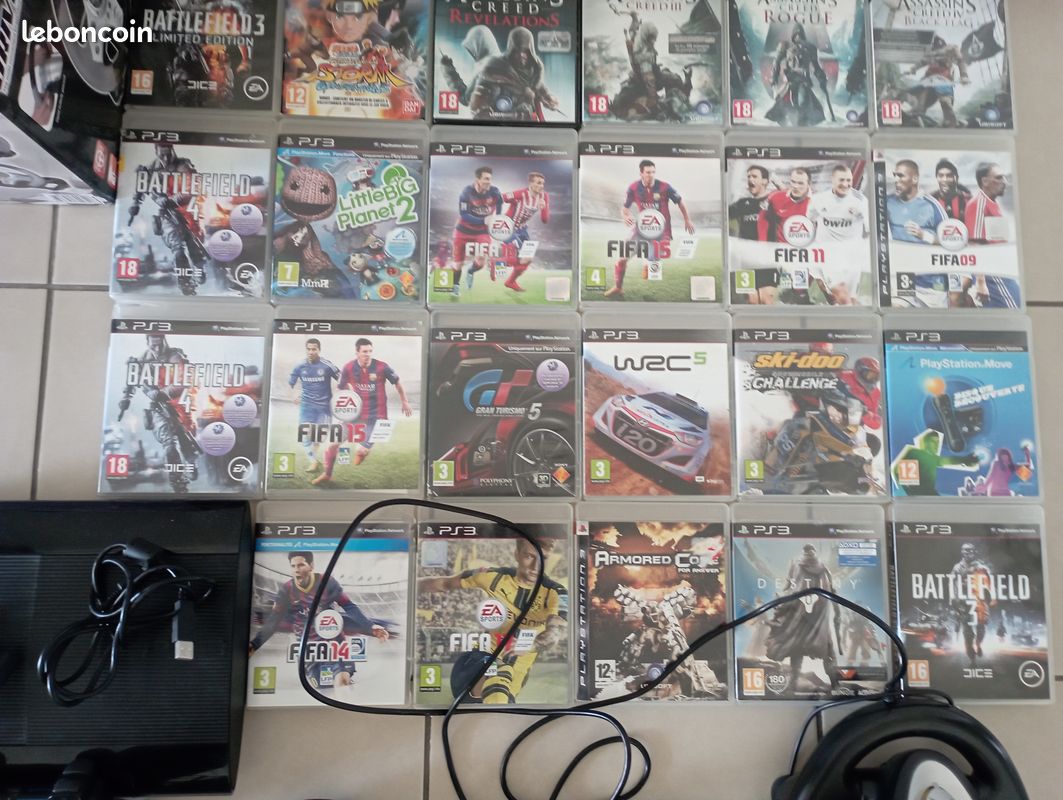 Vends ps3 Ultra Slim 500Go + volant + 23 jeux (image 3)