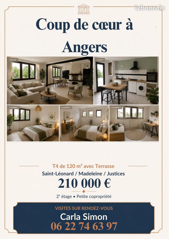 Appartement 5 pièces 120 m² · à Angers · 120 m² · 210 000 €