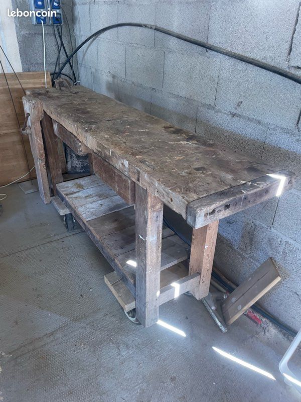 Établi bois ancien de menuisier eatau bois (image 2)