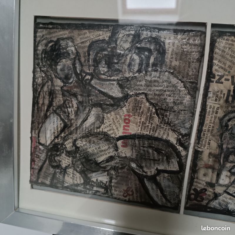 Tableau contemporain joueur de rugby peinture technique mixte (image 3)