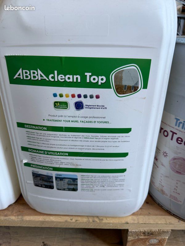Abba bidon neuf Décontaminant nouvelle génération pour matériaux poreux en toitures et façades | ABBAClean top abbaskim dégraissant nettoyant de surface façade toiture traitement des murs (image 2)