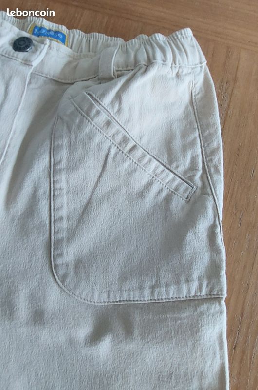 Pantalon vintage beige, borderie florale turquoise Marèse taille 6 ans - danayel (image 3)