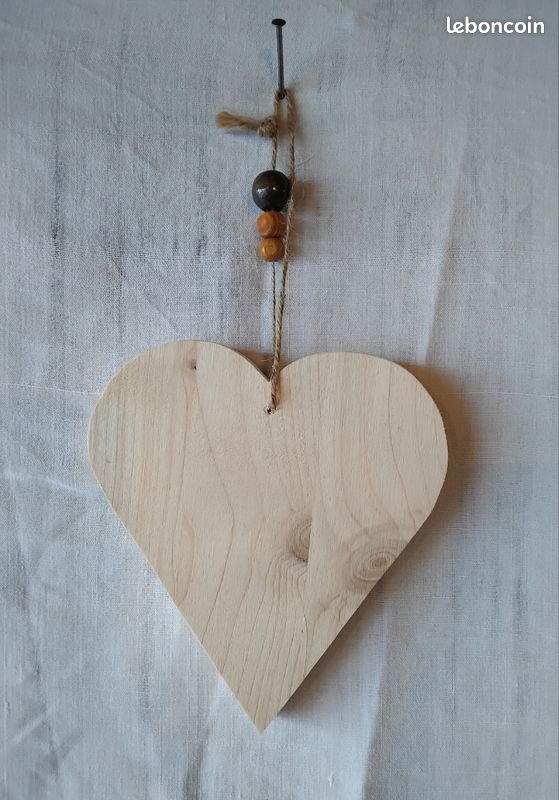 Décoration Murale Rustique Lot De 2 Pendentifs Cœur En Bois - Décoration Murale Fenêtre Maison Cadeau Artisanal Décoration Cœur Mariage