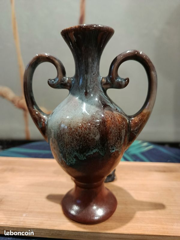 Vase en grès naturel et noir 30 cm - Décorations art de la table - Tikamoon