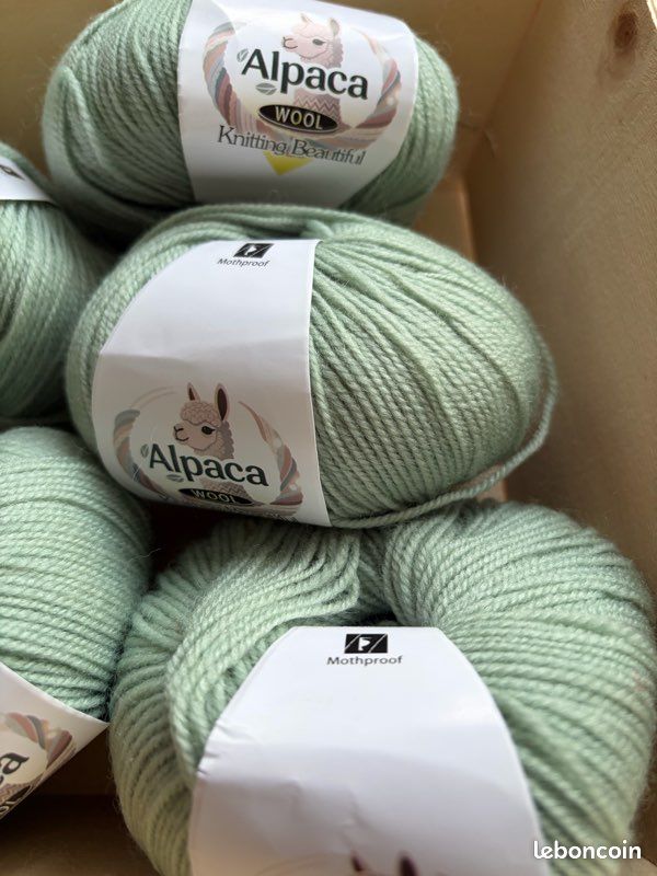 Lot De 10 Pelotes De Laine Alpaga Vert Foncé - Fabriqué En Italie - Pour Tricot/crochet