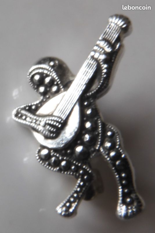 Broche Guitare En Argent - Occasion, Vintage, Sans Marque