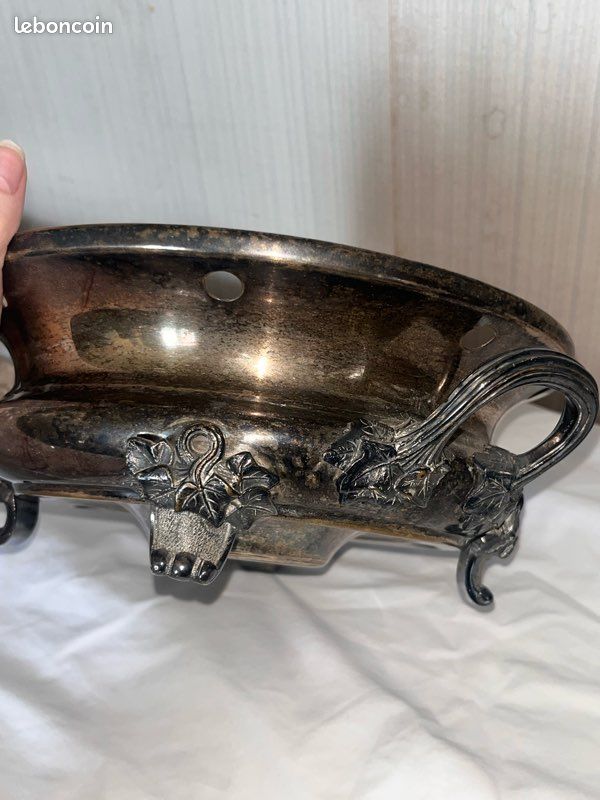 Grand Réchaud Chauffe-plat En Métal Argenté, Diamètre 25cm, Vintage
