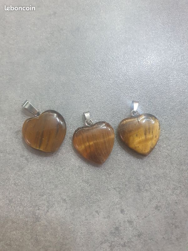 Lot de 3 pendentifs en oeil de tigre (image 1)