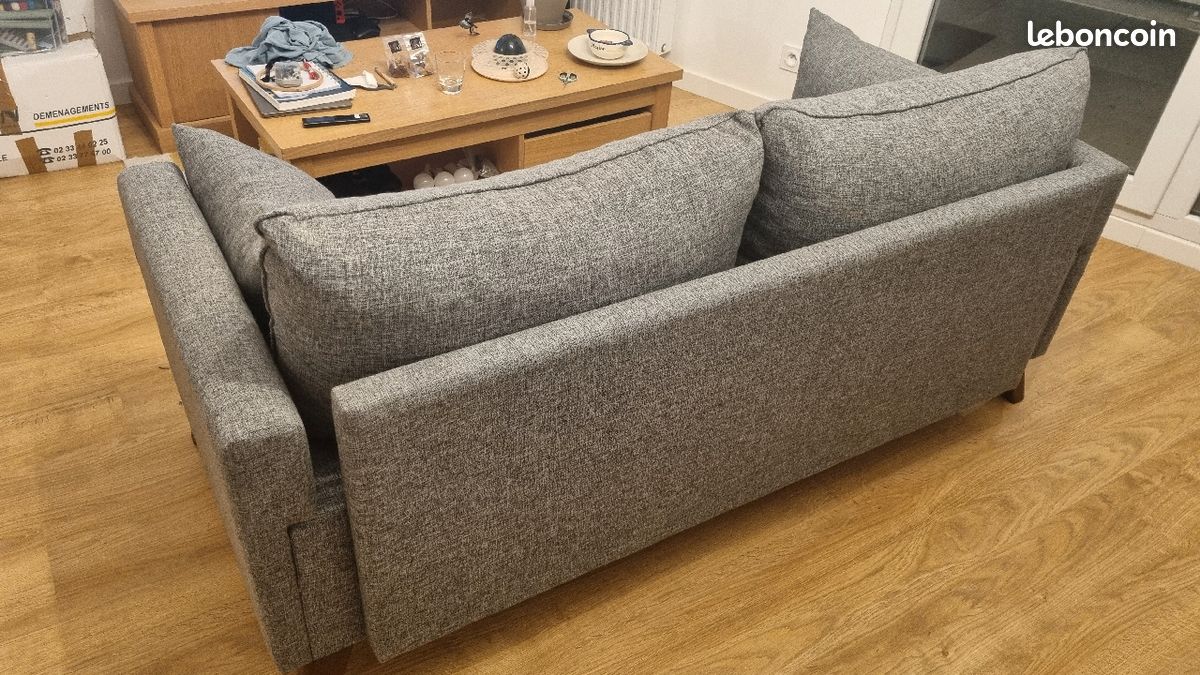 Canapé 3 places type scandinave gris (image 3)