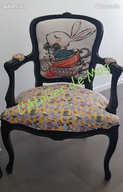 Fauteuil style Louis XV rénové et relooké Je suis en retard (image 2)