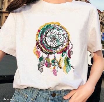 Tee-shirt blanc imprimé (image 1)