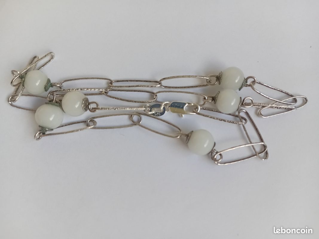 Collier en argent 925 et jade blanc (image 9)
