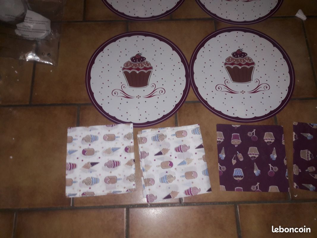 Lot nappe serviette napperon set de table porte serviette baguette couvert+ donne (image 4)