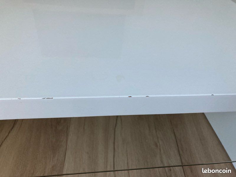 Table basse plaquage laqué blanc (image 2)