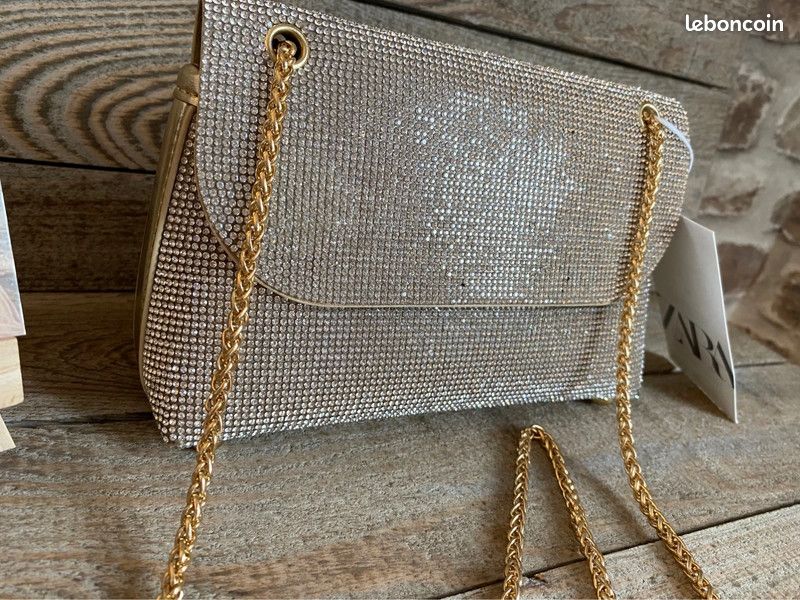 Sac pochette strass ZARA neuf avec étiquettes Accessoires