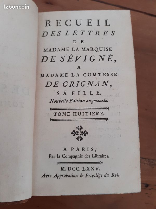 Lettres de Madame de Sévigné 1738 (image 1)