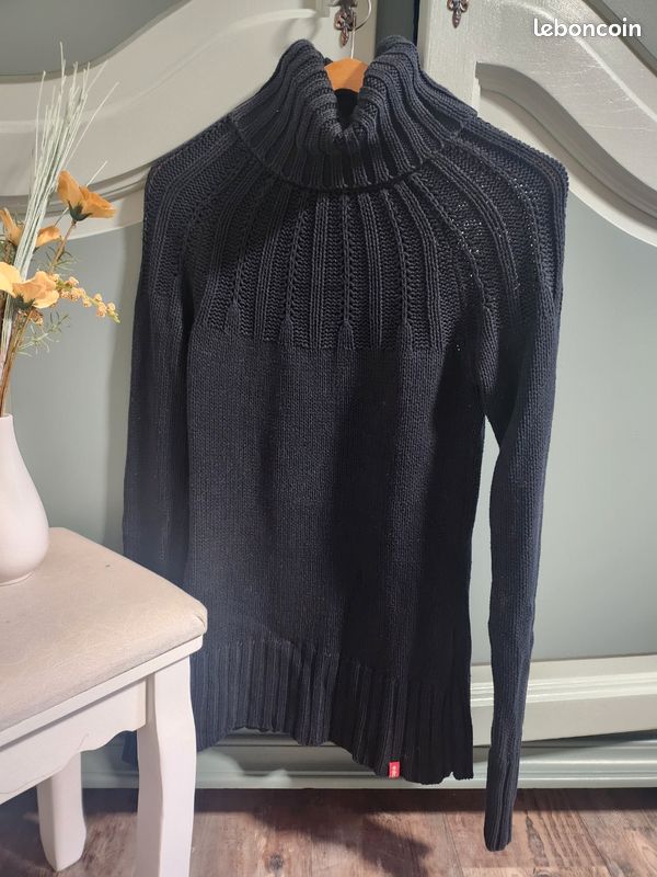 Pull a col roulé hiver femme taille 38 M edc noir Vêtements