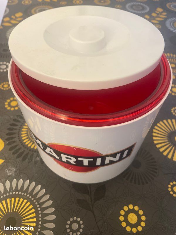 Seau à Glaçons Martini – Vintage, Plastique, état Correct Avec Marques D'usage