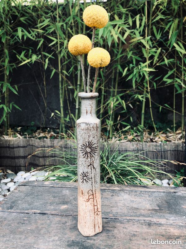 Vase en grès chamotté vintage 1970 (image 5)