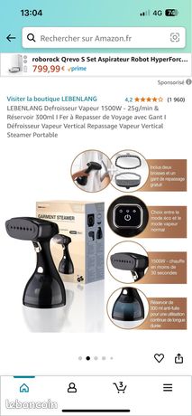 Défroisseur Vapeur Portable 1500W – Rapide, Pliable Et Parfait Pour Voyages