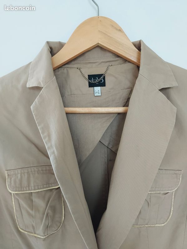 Tailleur veste 38 et jupe 40 Maison 1 2 3 beige et doré (image 12)