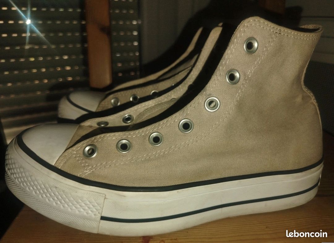 Converse haute beige taille 40 (image 2)