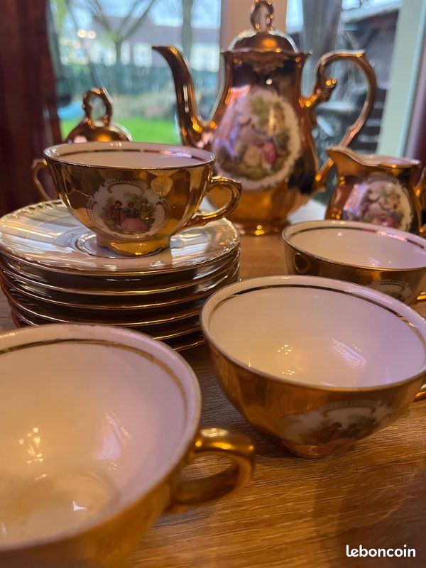 Service à thé théière 6 tasses céramique Koka par Rörstrand Suède, scandinave