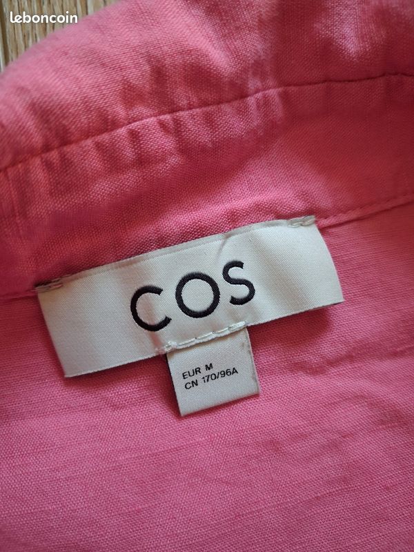 Chemisette femme COS rose en lin et coton Manches courtes Taille M (image 2)