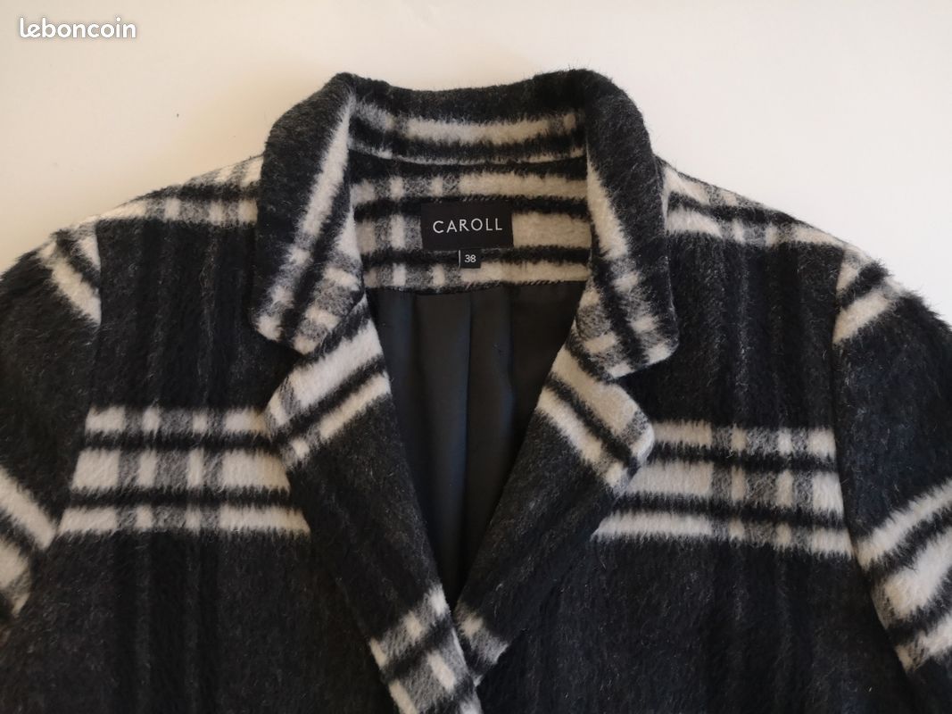 Manteau Long En Laine à Carreaux Caroll Taille 38 Rouge - Neuf Avec étiquettes