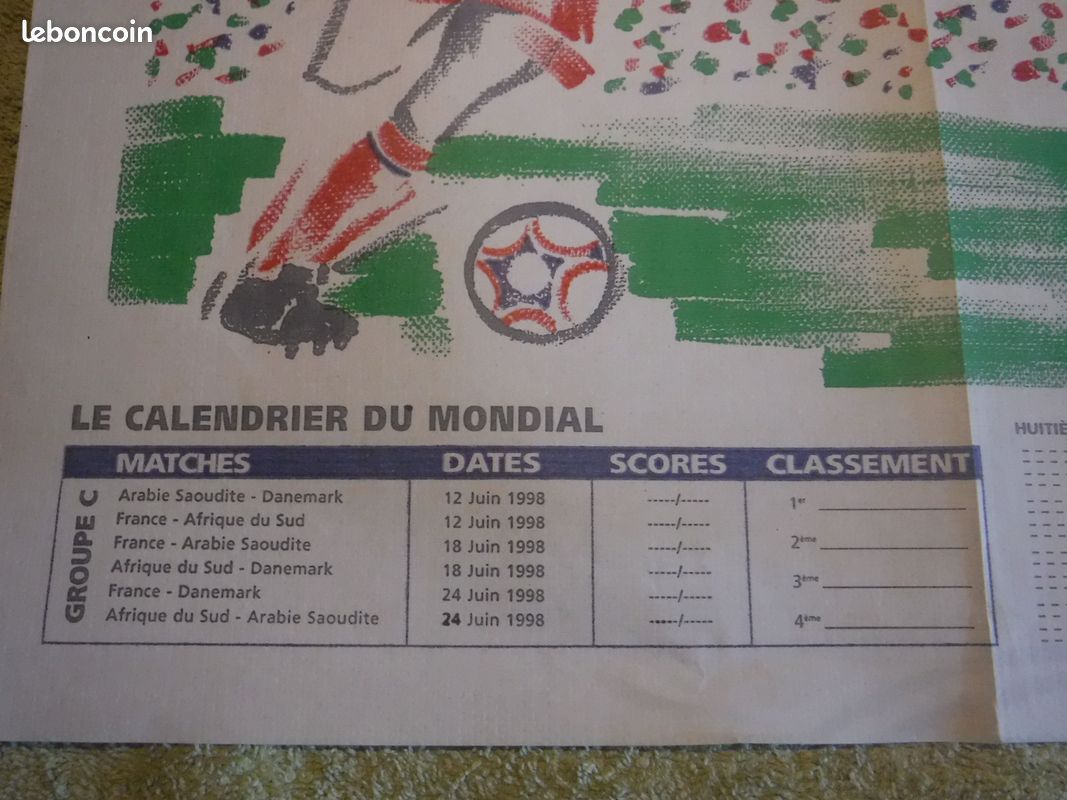 Calendrier du mondial 1998 (image 2)