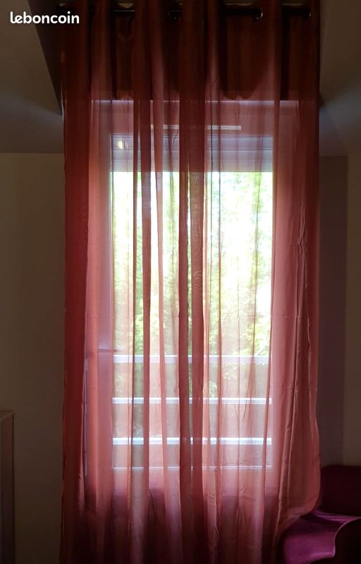 🌸🌹Neuf / Etamina Douceur d'interieur- 1 Beau Grand Rideau Voilage panneau Etamine- A Œillets- L 140cm x H 240cm -Uni terracotta (image 7)