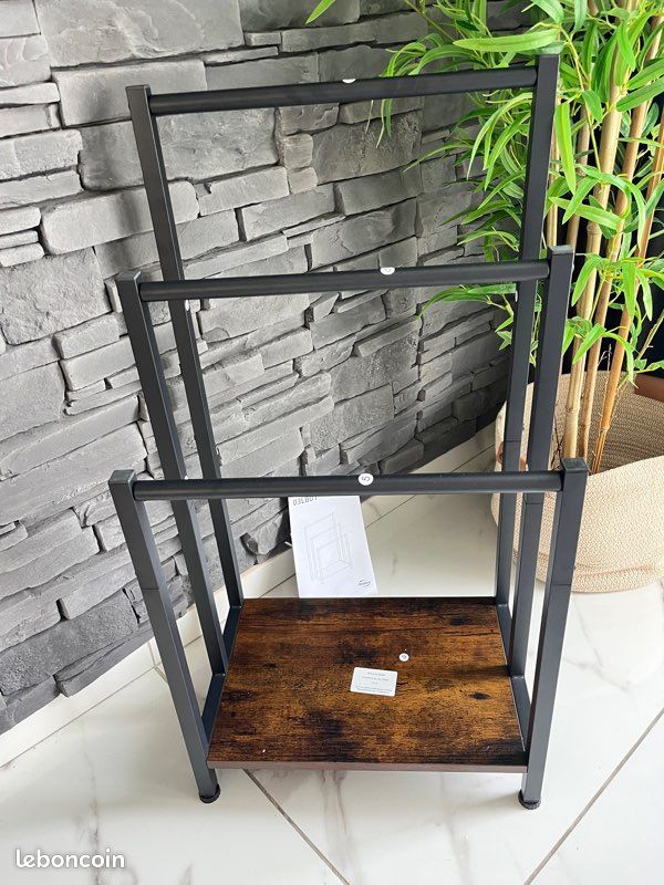 Porte-serviettes Sur Pied Relaxdays - Bambou Et Inox - Meuble Rangement Salle De Bain - NEUF
