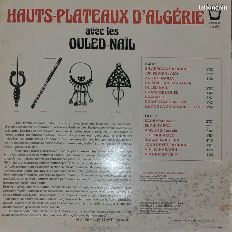 Vynile 33T Hauts-plateaux D'algerie Avec Les Ouled-Nail (image 2)