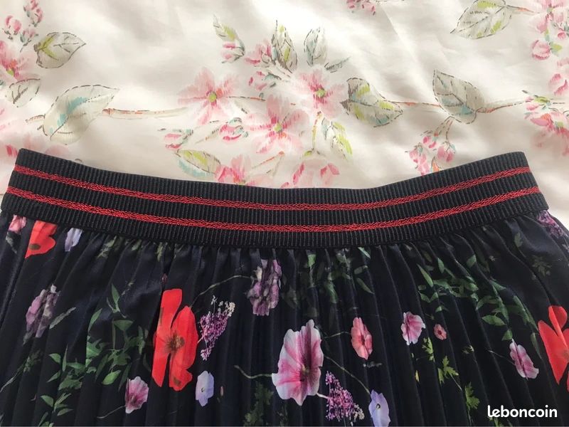 Jupe en lin rose poches fantaisie TU 36/38 (Neu und originalverpackt