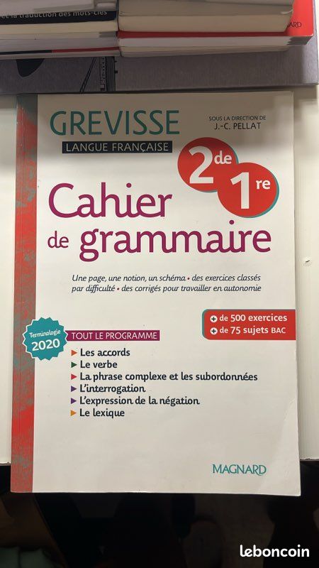 Grevisse Cahier de grammaire 2de-1re – Français – Bac (image 1)