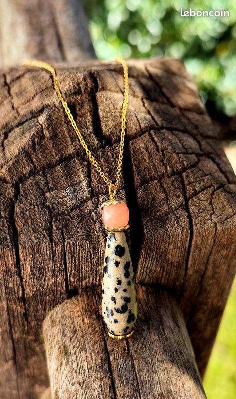 Collier drop jaspe dalmatien (image 2)