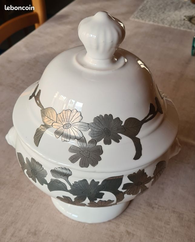 Soupière vintage céramique étain, article de bijouterie (image 3)
