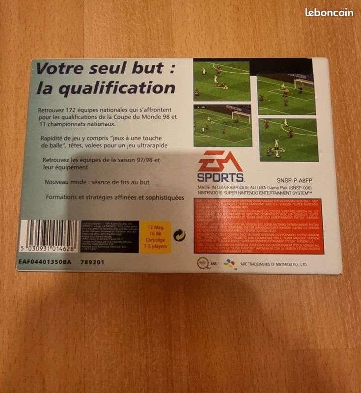FIFA 98 – Super Nintendo (SNES) – Complet en boîte – Bon état (image 2)