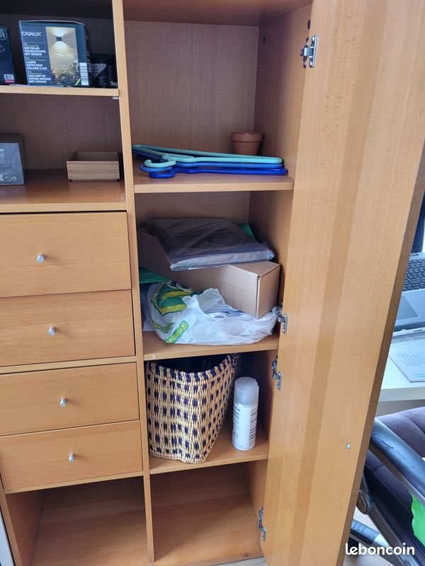 Armoire haute de bureau bois avec étagères (image 5)