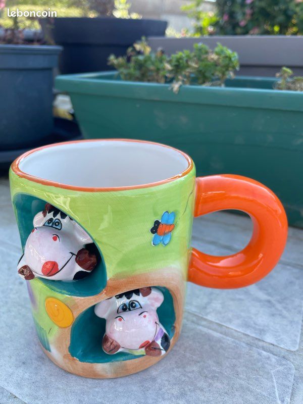 Tasse En Verre Décor Vache, Multi Couleurs, Style Rétro Pour Café Ou Déco