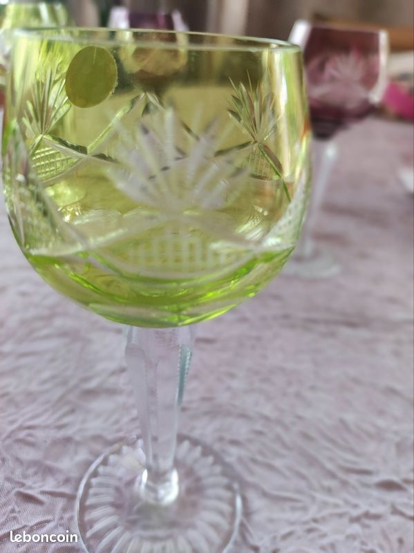 Lot de 6 verres ROEMER Vintage en cristal taillé coloré.Pologne (image 8)