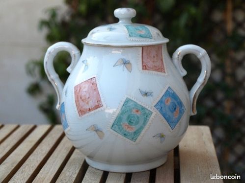 Pot couvert à anse porcelaine Asie (image 1)