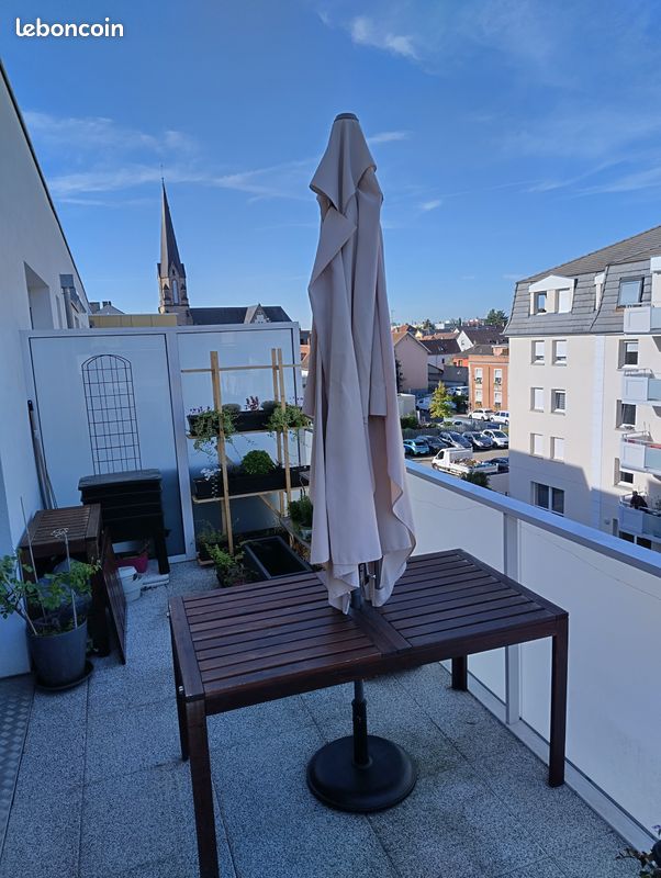 Parasol rectangle beige hestia avec pied (image 2)