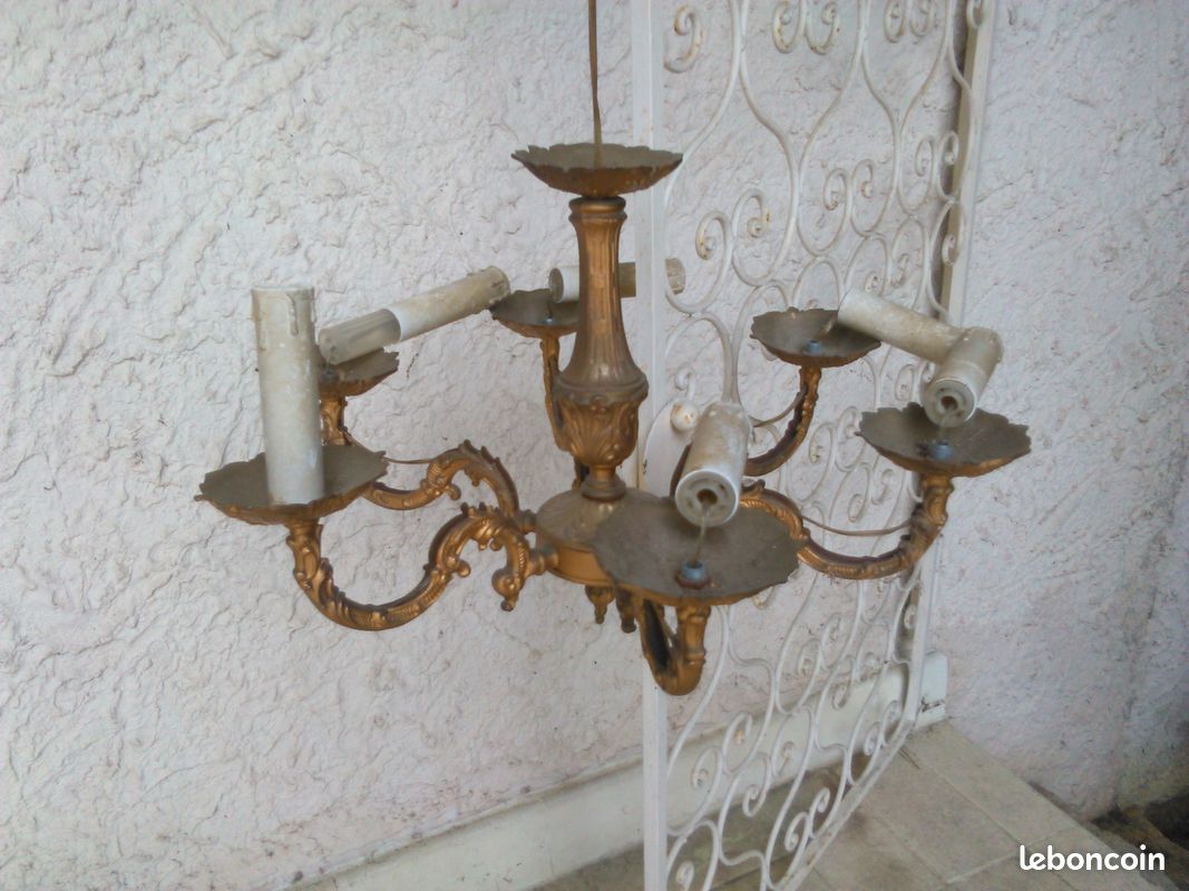 Ensemble 1 lustre et 2 appliques bronze et pampilles (image 11)
